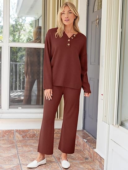 Women's 2-piece fashion outfit Oversized casual match set Comfortable knitted sportswear set